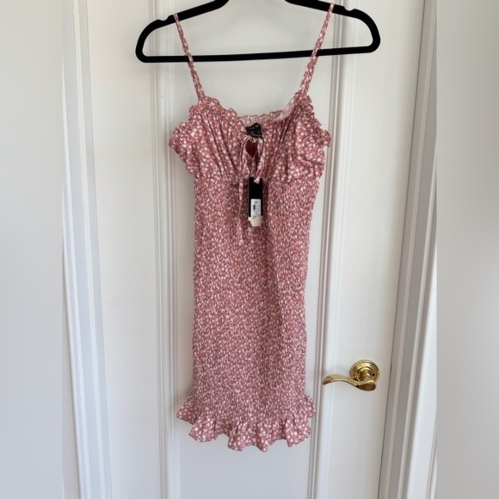 Revamped Ruched Pink Floral Mini Dress Size Small New With Tags